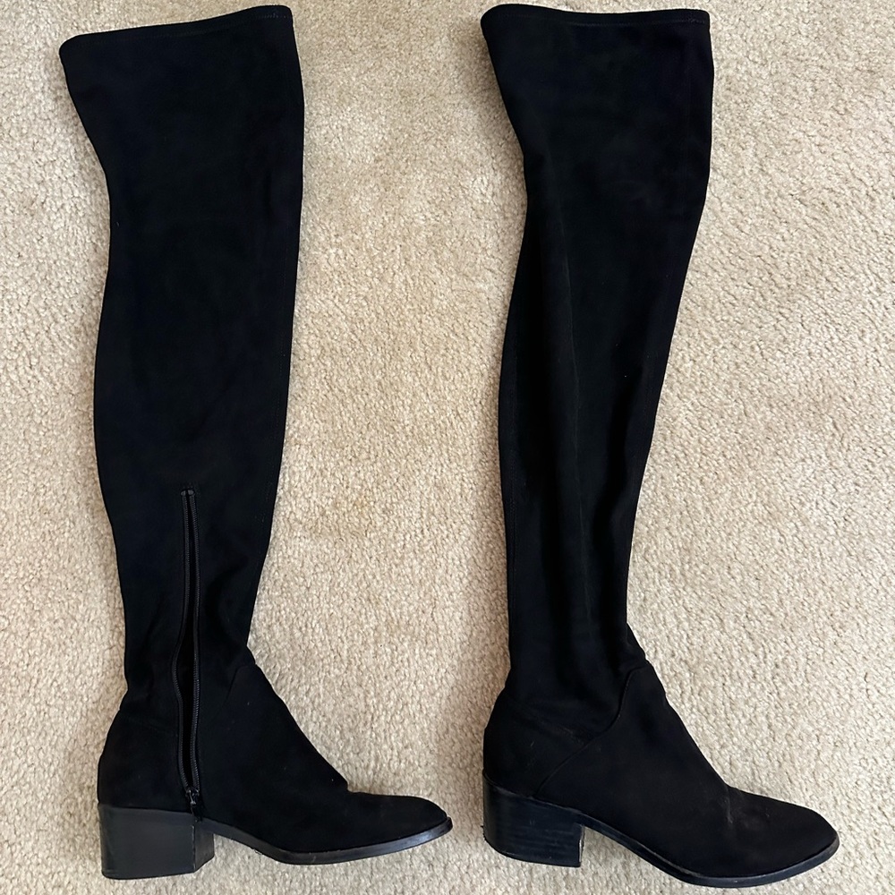 Over the knee black suede boots